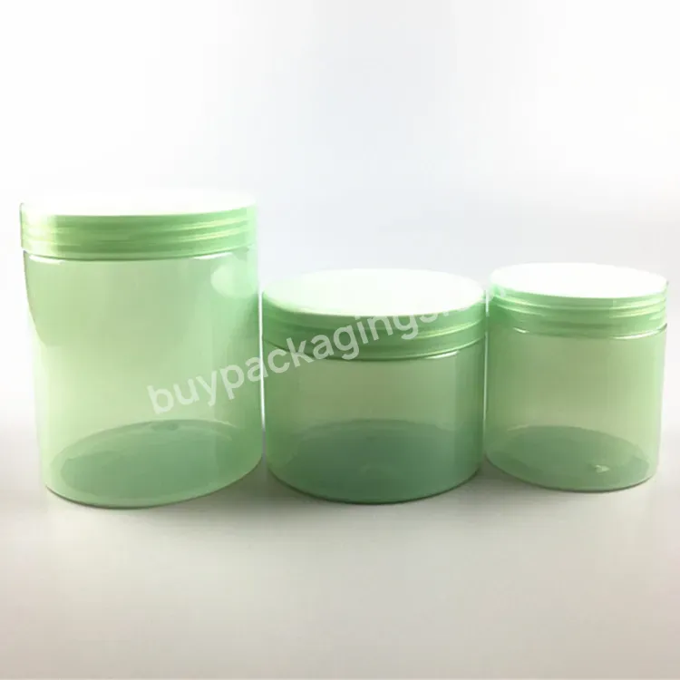 4oz 8oz Empty Green Color Lotion Cream Body Butter Lip Scrub Pet Plastic Jar With Lid For Cosmetic Packaging Container