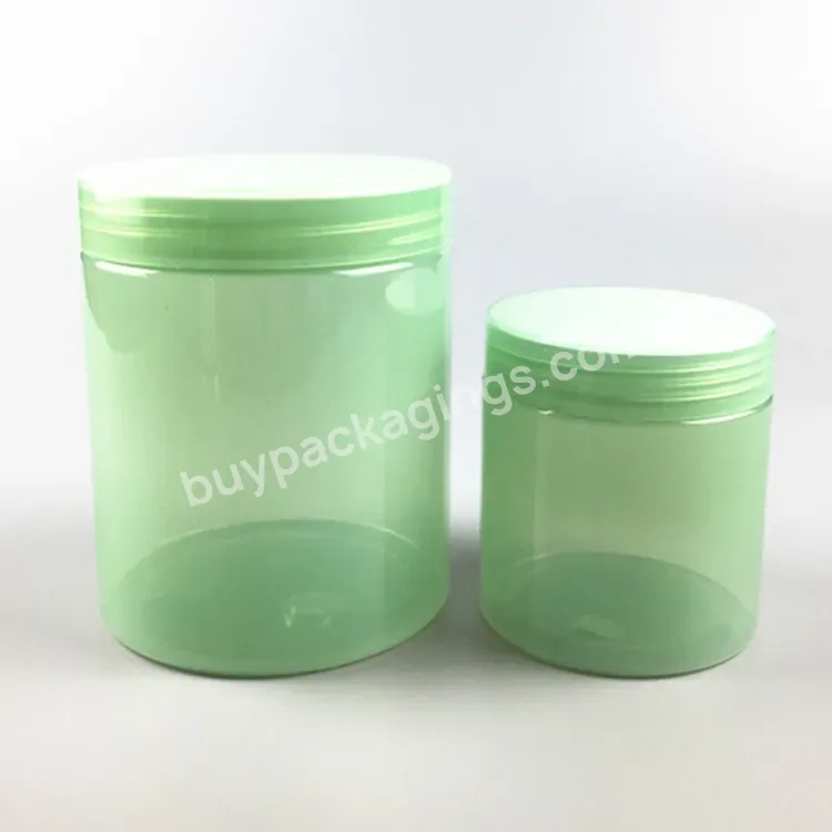 4oz 8oz Empty Green Color Lotion Cream Body Butter Lip Scrub Pet Plastic Jar With Lid For Cosmetic Packaging Container