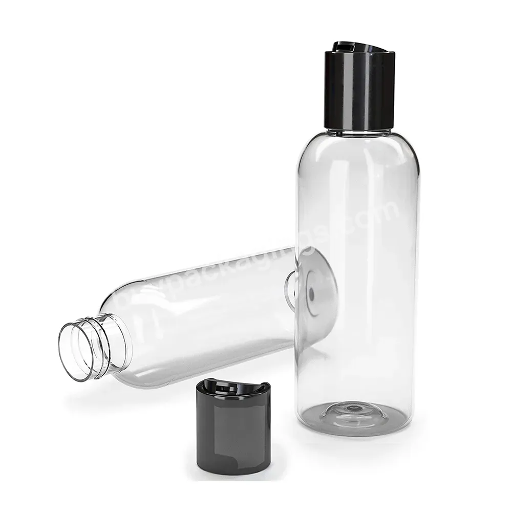 4oz Plastic Squeeze Bottles With Disc Top Flip Cap Clear Refillable Containers For Shampoo,Lotions,Liquid Body Soap,Creams