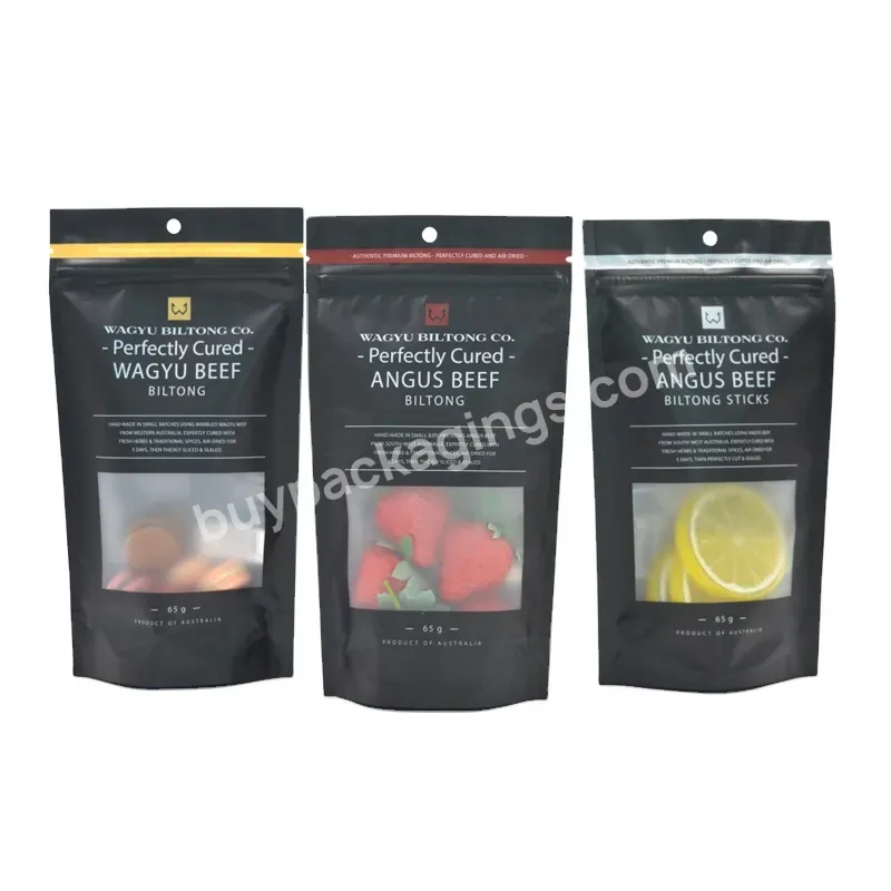 4x6 Inches Customized Logo Printed Mylar Bags Stand Up Baggies Resealable Bags With Window For Beef Jerky Packaging Food Grade
