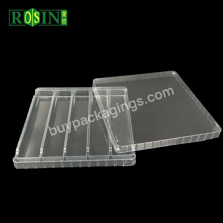 5 Compartment Macaron Box Square Black Or Clear Plastic Blister Insert Snack Cookie Biscuit Macaron Tray