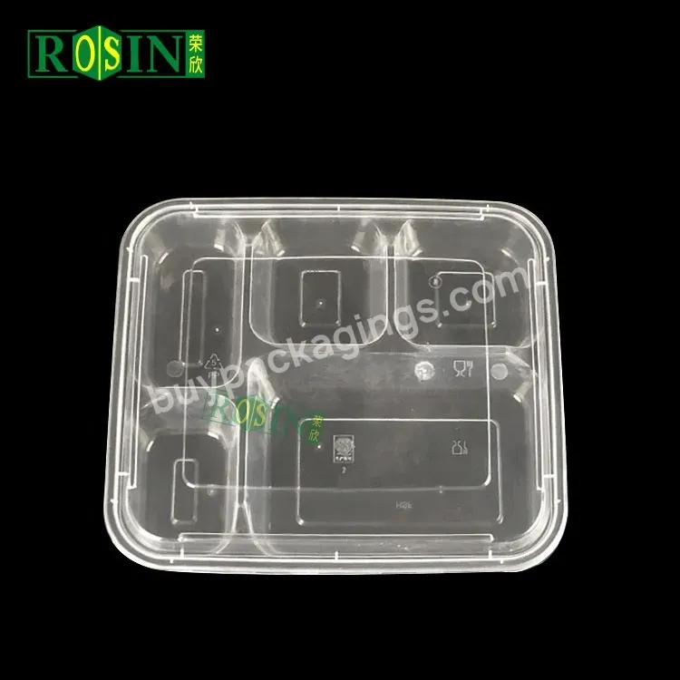 5 Compartments Microwavable Disposable Takeaway Food Lunch Box Plastic Food Meal Prep Container With Lid