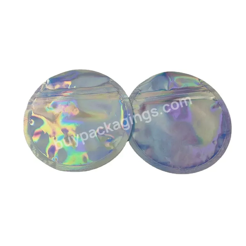 5 Inches Round Mylar Bags Holographic Circle Shape Bag Matte White Plastic Pouch Matte Black Round Die Cut Shaped Bags