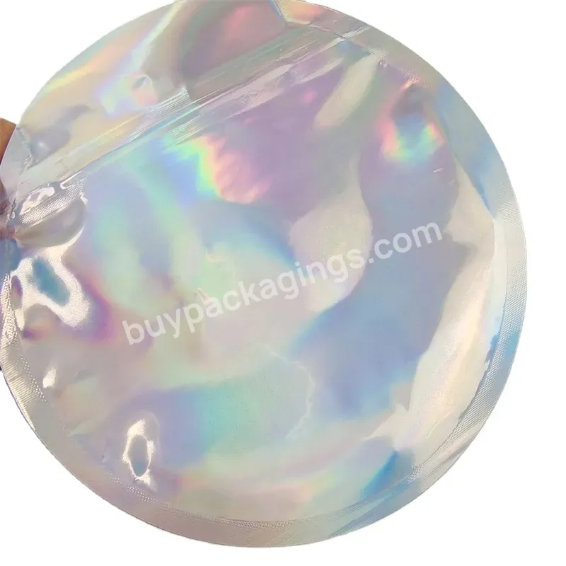 5 Inches Round Mylar Bags Holographic Circle Shape Bag Matte White Plastic Pouch Matte Black Round Die Cut Shaped Bags