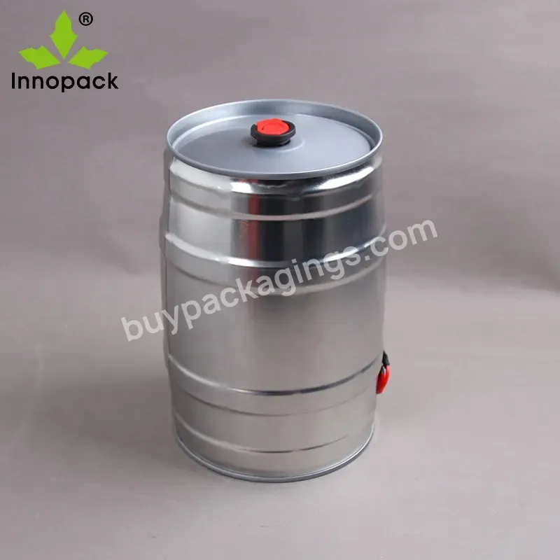 5 Liter Empty Ronud Beer Tin Can With Valve And Tape For Home Beer Can