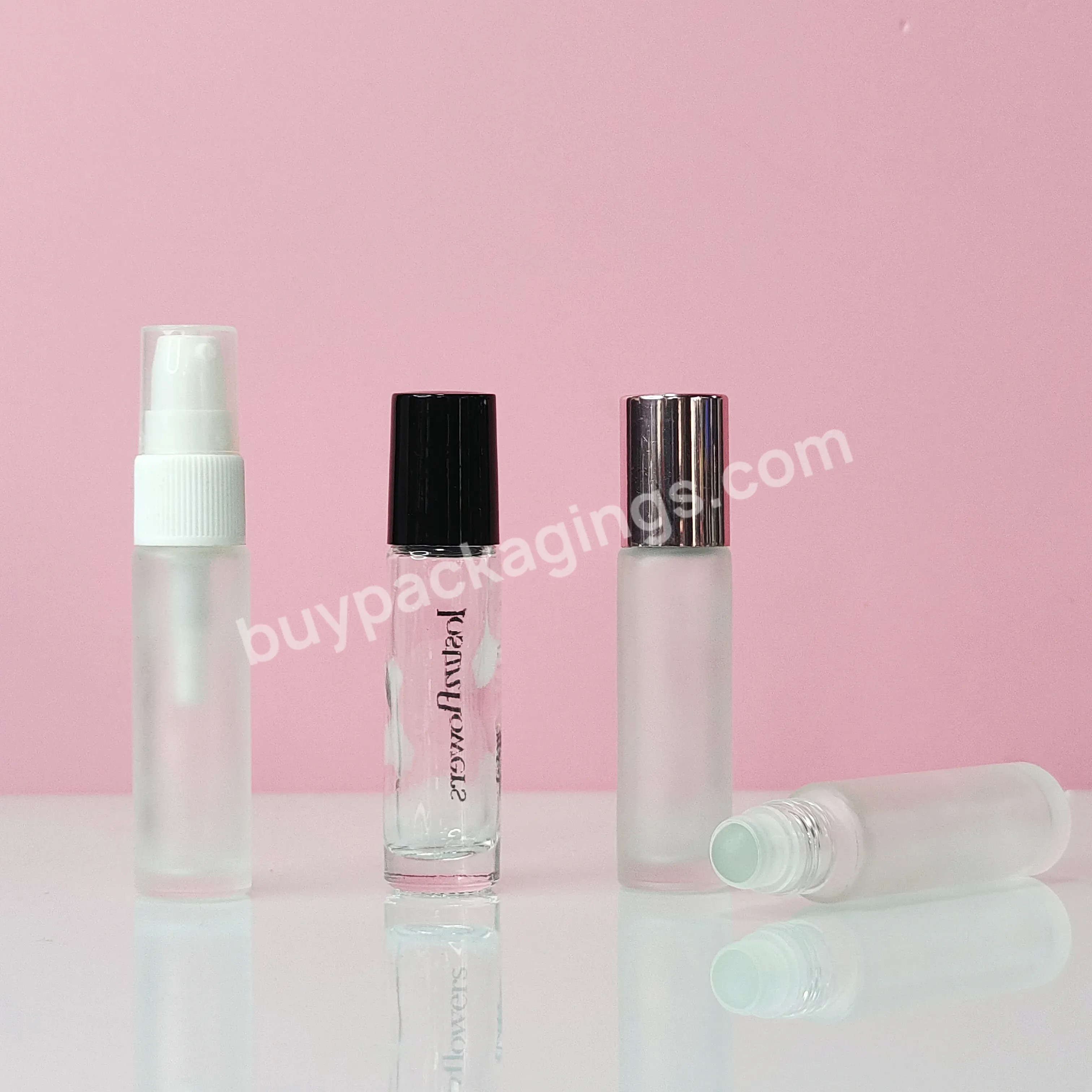 5 Ml 10 Ml Cosmetic Packaging Glass Clear Roll On Bottles Perfume Serum Essential Oil Roller Bottles