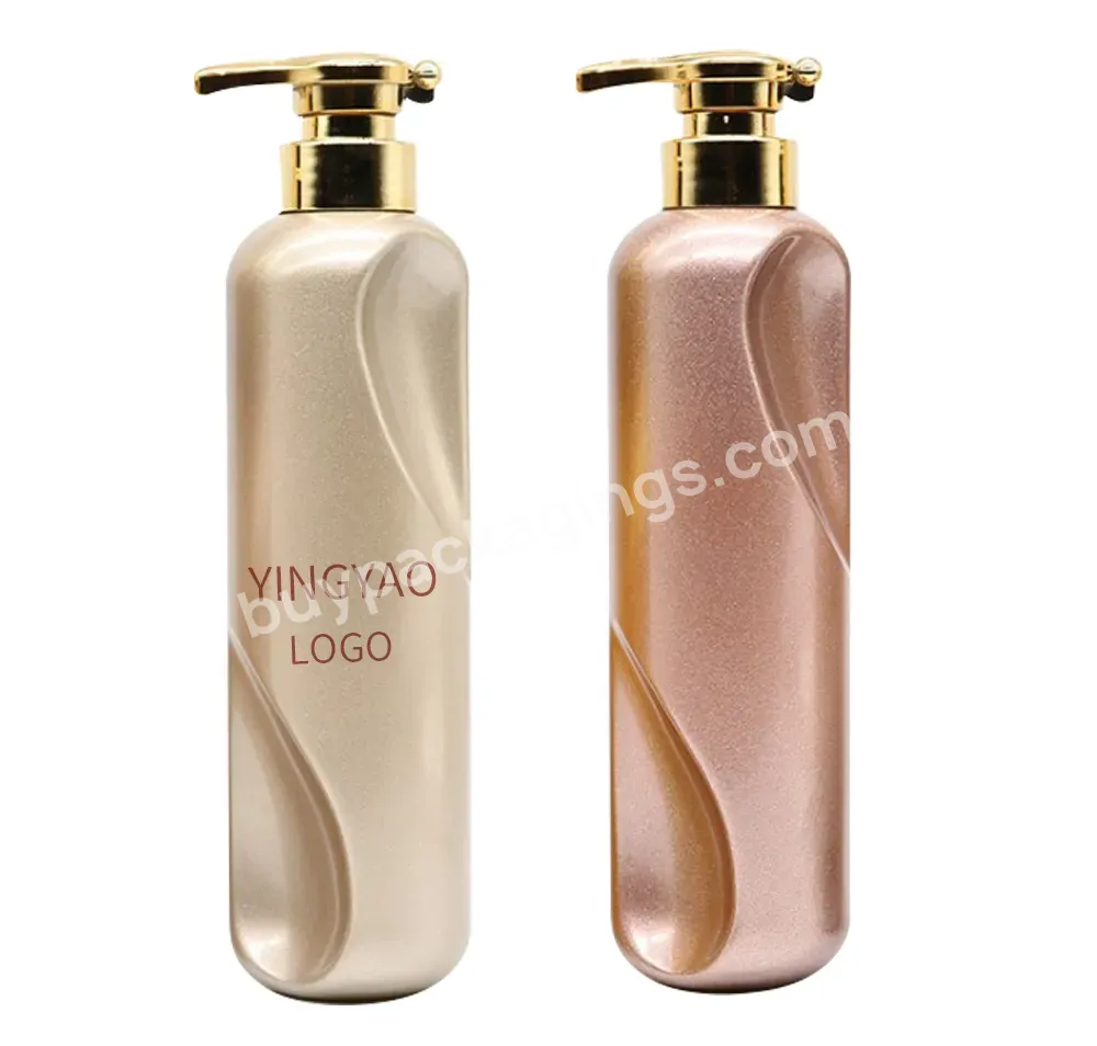 5 Star Hotel Eco Friendly Hair Costom Wholesale 300ml 500ml Rose Gold Plastic Pump Empty Luxury Shampoo Bottle