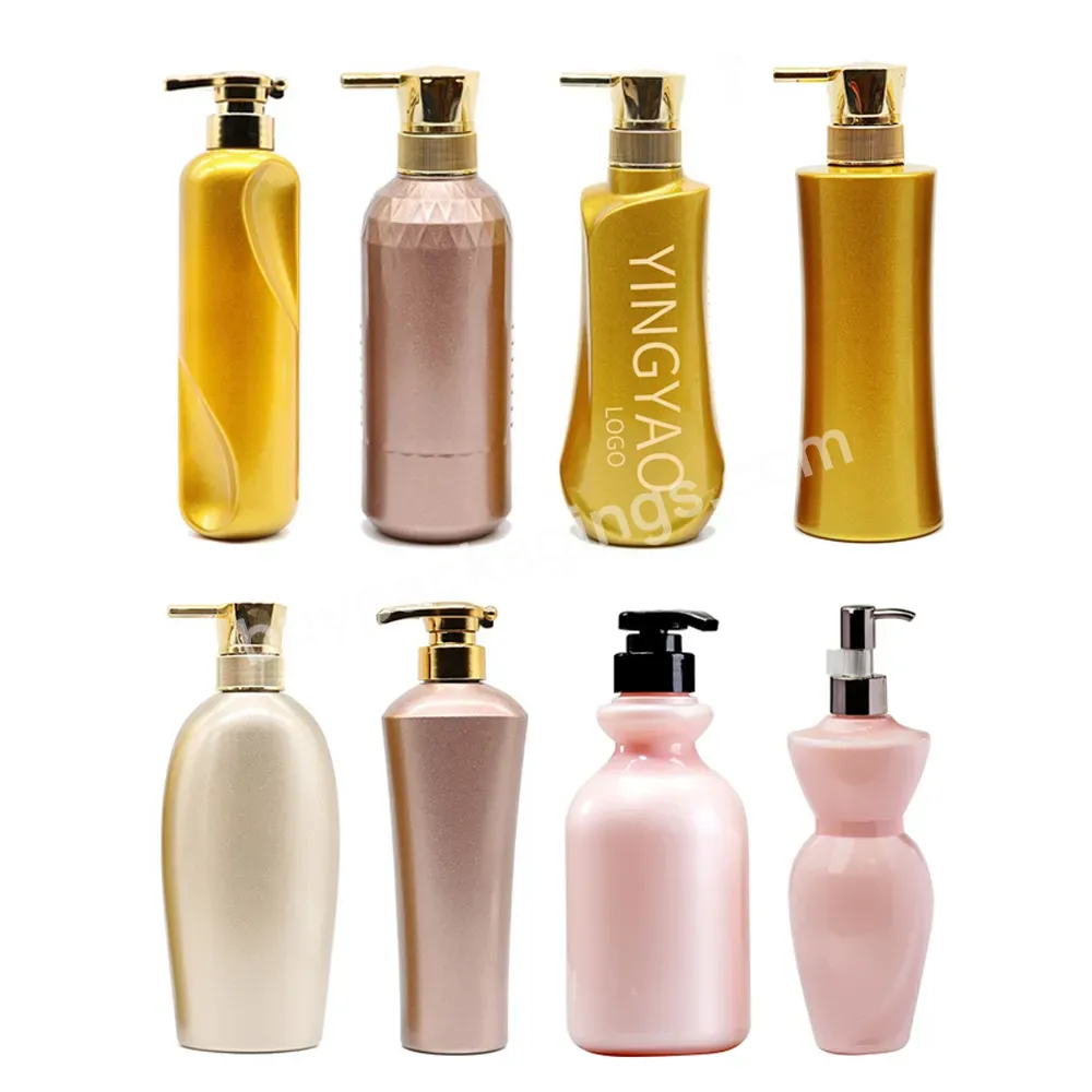 5 Star Hotel Eco Friendly Hair Costom Wholesale 300ml 500ml Rose Gold Plastic Pump Empty Luxury Shampoo Bottle