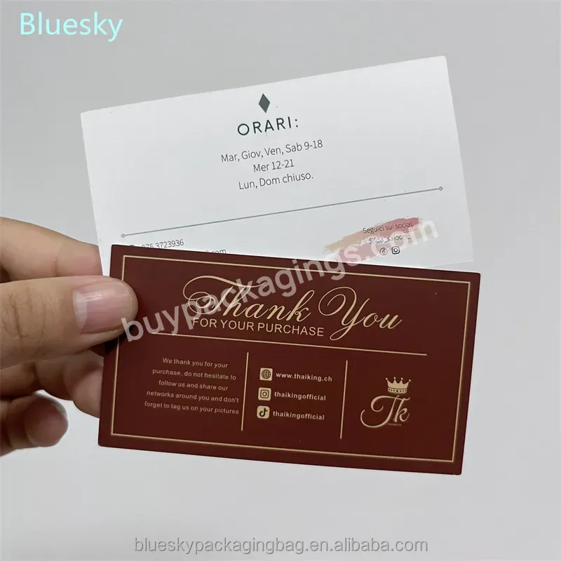 5 X 9 Cm Coated Paper Small Business Card Custom Eco-friendly Thank You Card With Brand Name