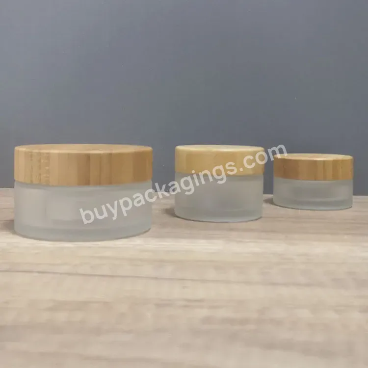 50 G 100 G Empty Logo Print Cosmetic Container Frosted Wide Mouth Matte Glass Jar 50 Ml For Body Shea Butter Packaging