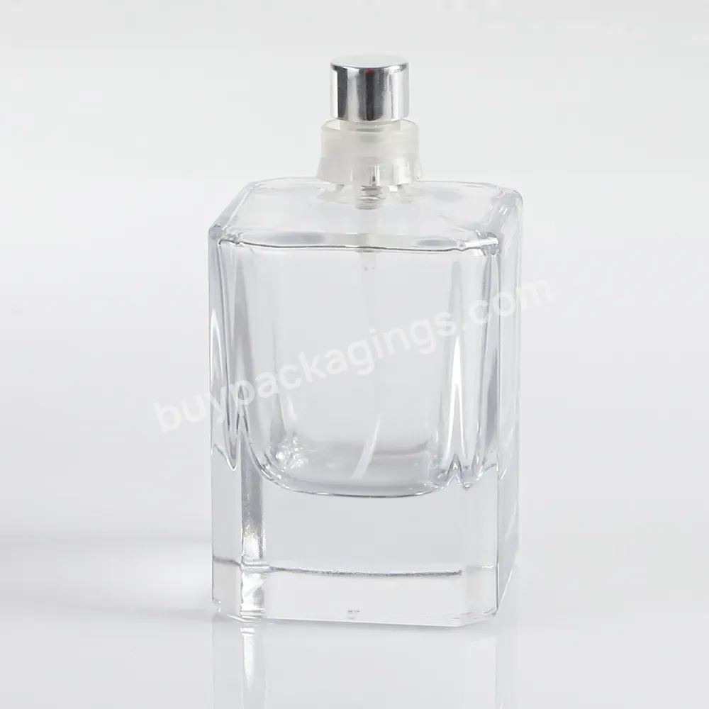 50 Ml 100ml Luxury Crystal Glass Perfume Refill Bottle Perfume Bottle Square And Clear Botol Parfum Bottle With Customize Cap