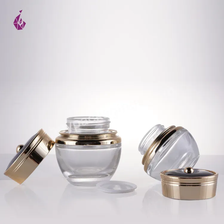 50 Ml Cosmetic Container Face Cream Scrubs Package Body Butter Cream Glass Cosmetic Jar 50g - Buy Clear Cosmetic Container,Cosmetic Cream Container,Round Cosmetic Jar.