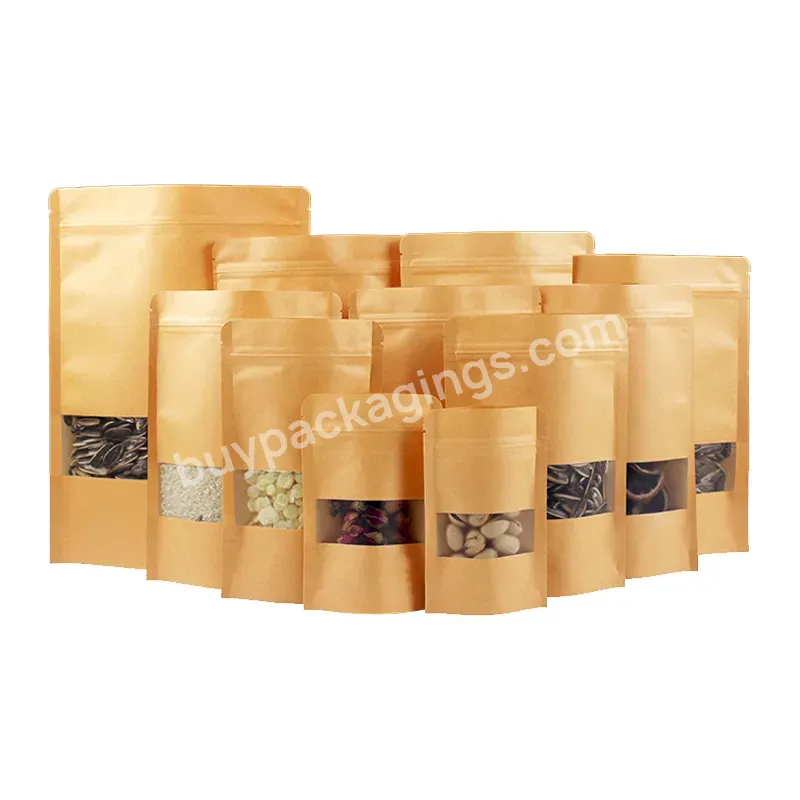 50 Pcs All Types Kraft Paper Food Bag 320 Micron Strong Sealing Keep Fresh Ziplock Reusable Kraft Paper Bag