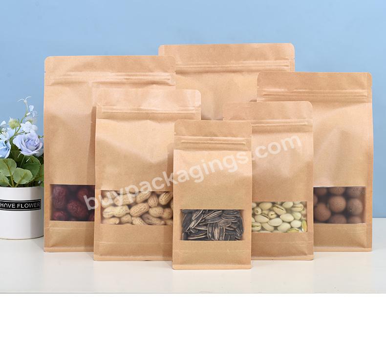50 Pcs/lot Brown Kraft Paper Flat Bottom Packaging Bag For Candy Dried Nuts Fruits Food Storage With Window - Buy Flat Bottom Packaging Bag For Candy,Dried Nuts Fruits Food Storage Packaging Bag,Kraft Paper Packaging Bag With Window.