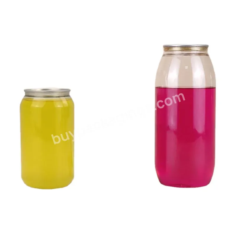 500 Ml 350 Ml Custom Pet Transparent Soft Drink Can Plastic Soda Beverage Can Pop Can Bottle With Easy Open End