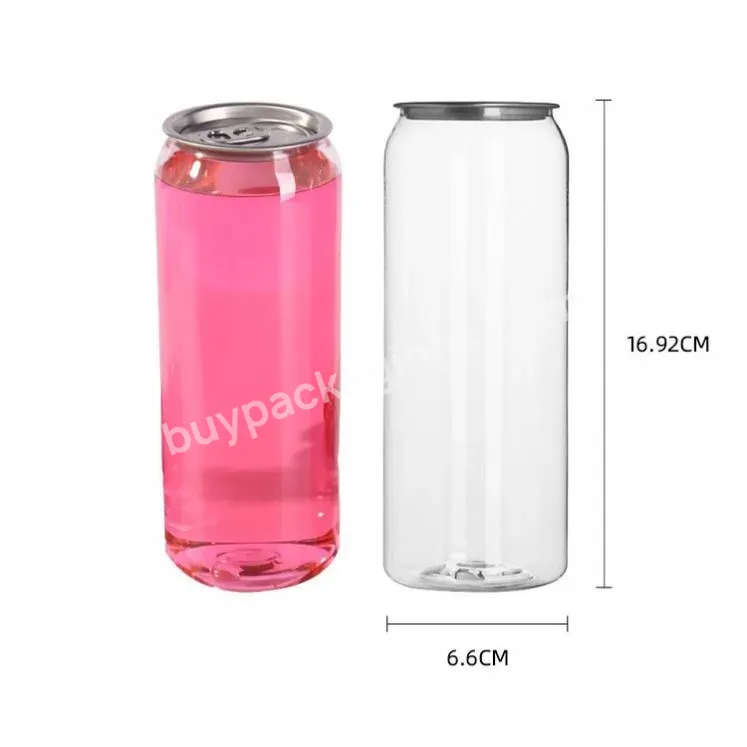 500 Ml 350 Ml Custom Pet Transparent Soft Drink Can Plastic Soda Beverage Can Pop Can Bottle With Easy Open End