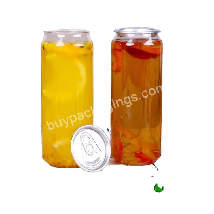 500 Ml 350 Ml Custom Pet Transparent Soft Drink Can Plastic Soda Beverage Pop Can Bottle With Easy Open End