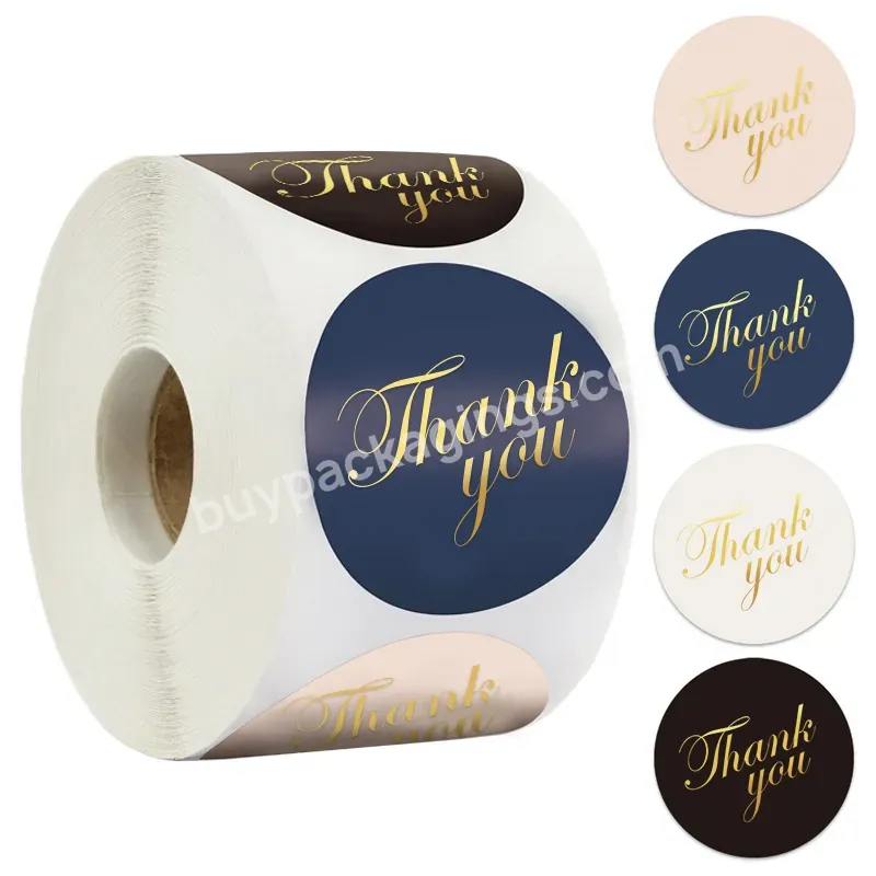 500 Pieces Wholesale 1.5 Inches Luxury Round Thankyou Label Thank You Roll Sticker For Our Small Business