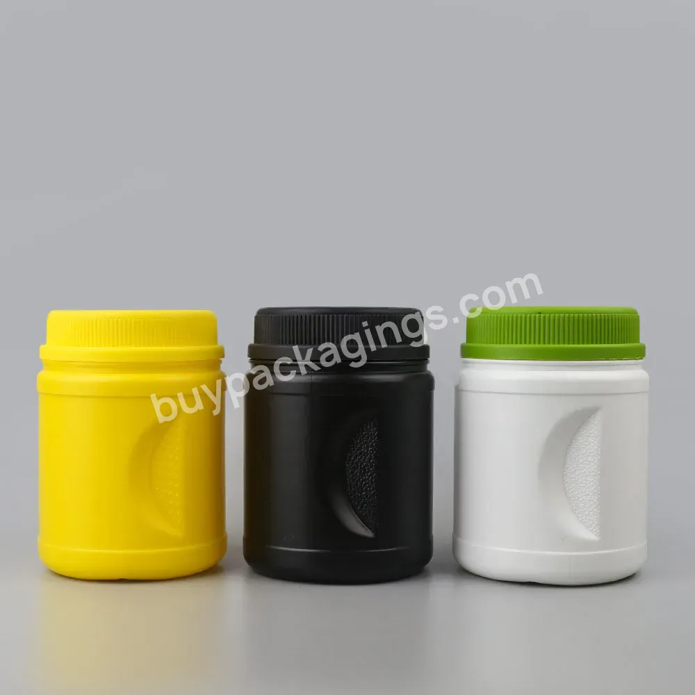 500/1000ml Wholesale Hand-held Protein Powder Bottle White Wide Mouth Plastic Jar Building Muscle Protein Powder Bottle