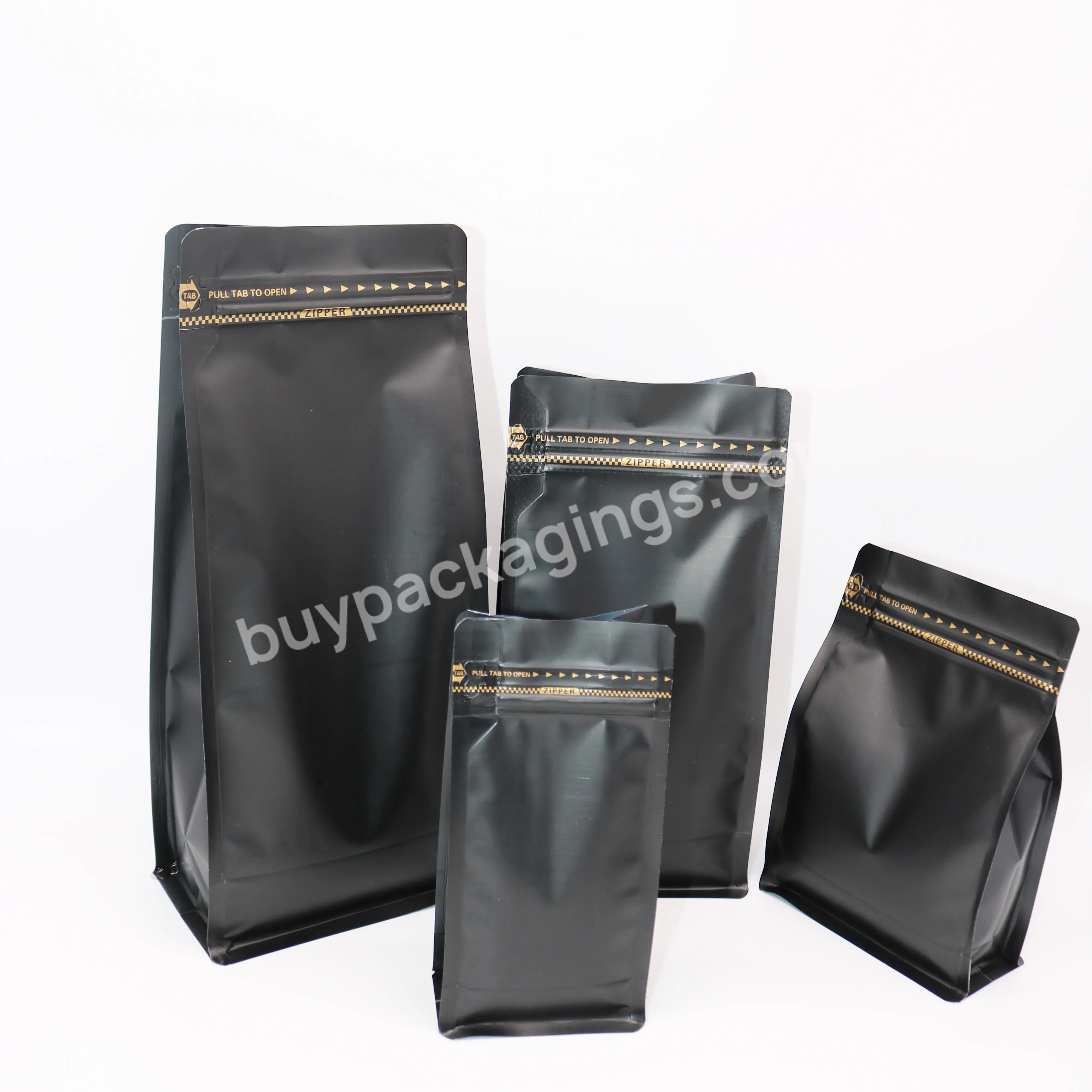 500g Matt Black Flat Bottom Coffee Bag With Valve