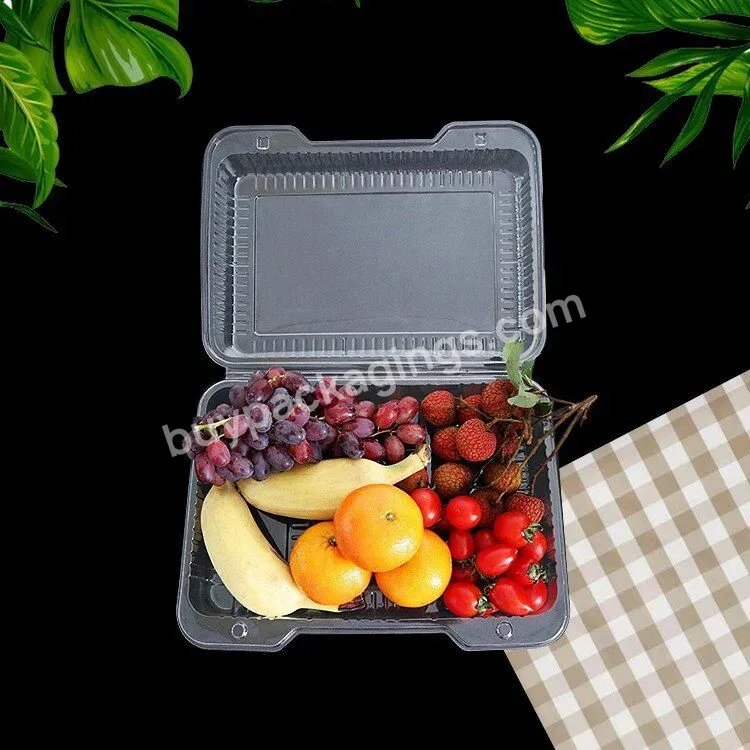 500g Transparent Pet Food Grade Plastic Disposable Clamshell Salad Box Fruit Vegetable Plastic Food Container