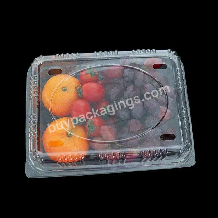 500g Transparent Pet Food Grade Plastic Disposable Clamshell Salad Box Fruit Vegetable Plastic Food Container