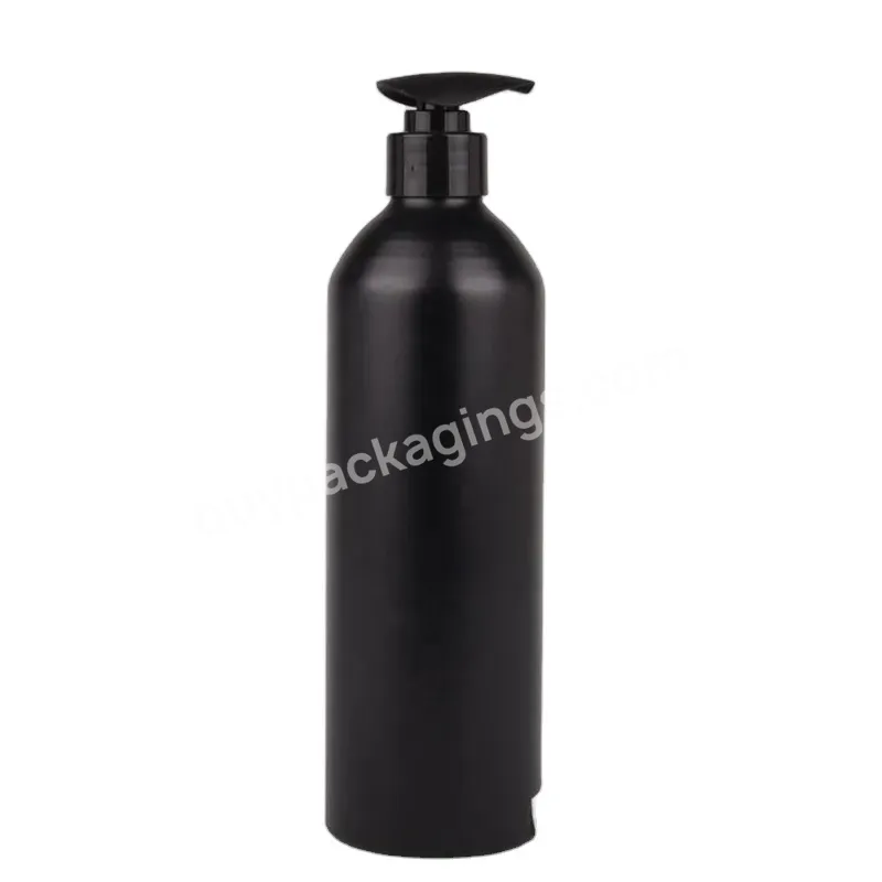 500ml 1000ml Matte Black Aluminum Refillable Recycled Aluminum Lotion Pump Bottle Shampoo Gel Bottles