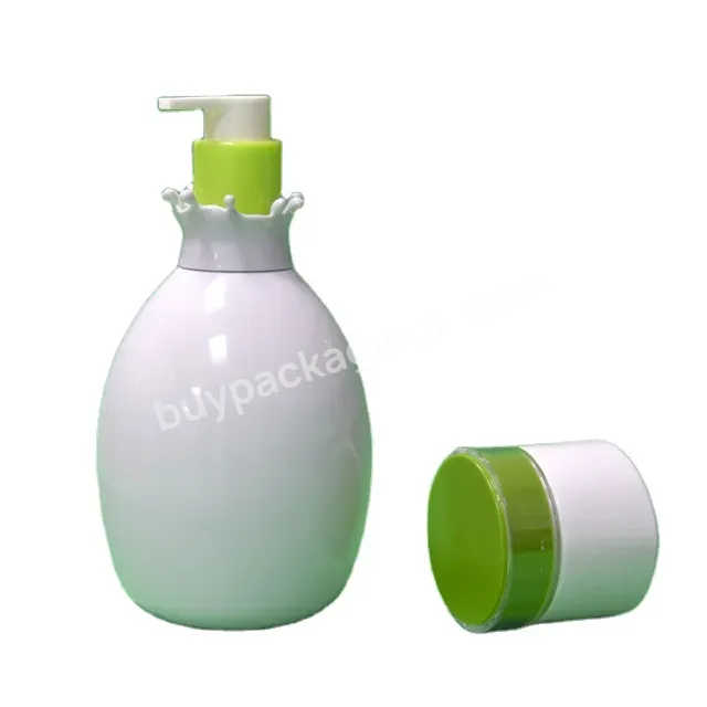 500ml 16oz Round White Lotion Pump Bottle Pet Plastic Bottles For Body Wash Packaging Cute Kids Shampoo Bottles