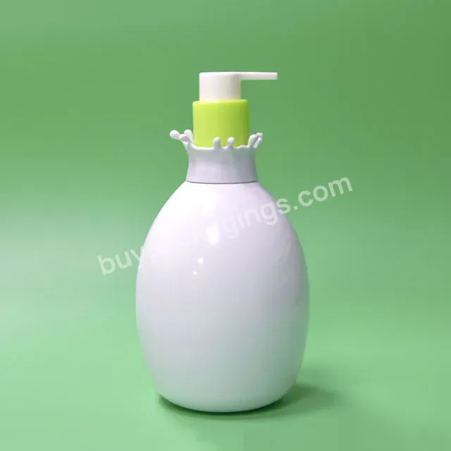 500ml 16oz Round White Lotion Pump Bottle Pet Plastic Bottles For Body Wash Packaging Cute Kids Shampoo Bottles