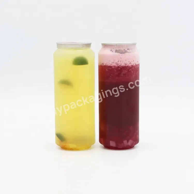 500ml Factory Price Oem Logo Product Pet Transparent Plastic Cans For Bubble Milk Tea