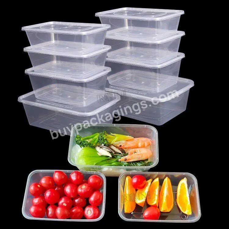 500ml Injection Clear Disposable Plastic Pp Takeaway Storage Food Box Meal Prep Packing Containers With Lid