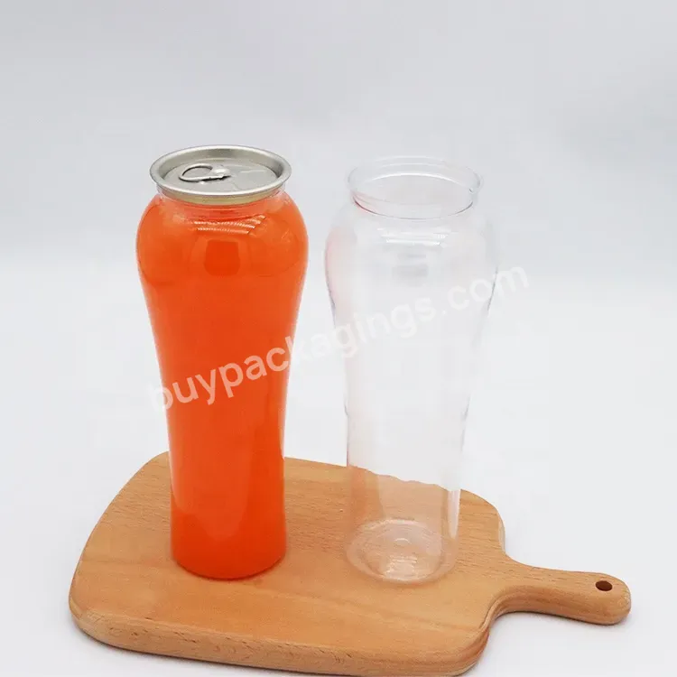 500ml Pet Empty Soda Beverage Soft Energy Drink Plastic Can With Aluminum Easy Open Lid