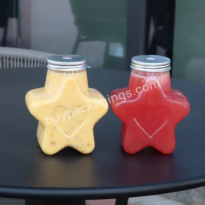 500ml Star Shaped Plastic Juice Jar Container With Metal Lids For Candy