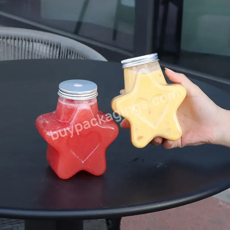 500ml Star Shaped Plastic Juice Jar Container With Metal Lids For Candy