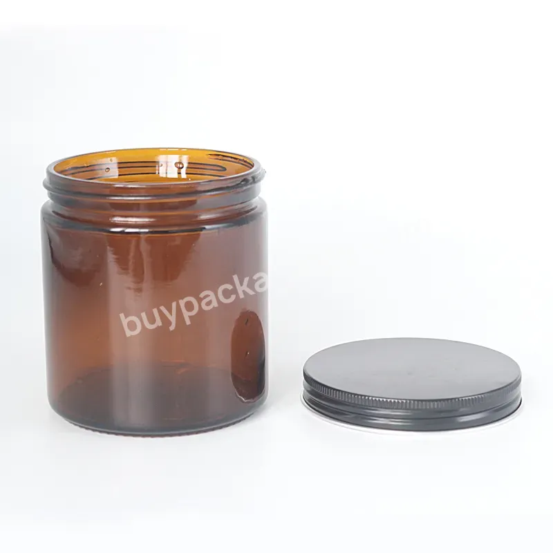 500ml Wide Mouth Amber Glass Jars With Aluminum Cap Lids For Body Wash/candle Making/cosmetic Packaging - Buy Amber Glass Jars,Amber Glass Jars With Lids,Glass Jar With Aluminium Cap.