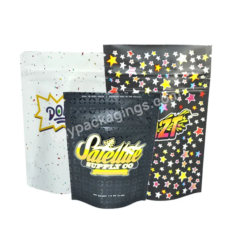 500pcs 35 Bags Mylar Low Moq Customized Logo Laser Film Bag Mylar Plastic Bag With Zip Lock For Cosmetics Packaging