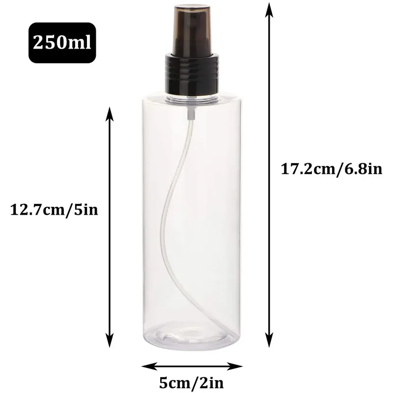 50100120150200ml Custom recycled empty pet plastic flat shoulder clear hair cosmetic spray bottle with pump