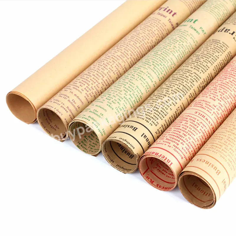 50*70cm Vintage Newspaper Print Flower Wrapping Paper 70gsm Kraft Virgin Antique Paper For Gift Packaging - Buy 50*70cm Vintage Newspaper Print,Flower Wrapping Paper,70gsm Kraft Virgin Paper.