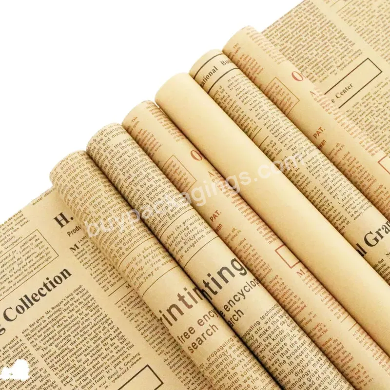 50*70cm Vintage Newspaper Print Flower Wrapping Paper 70gsm Kraft Virgin Antique Paper For Gift Packaging - Buy 50*70cm Vintage Newspaper Print,Flower Wrapping Paper,70gsm Kraft Virgin Paper.