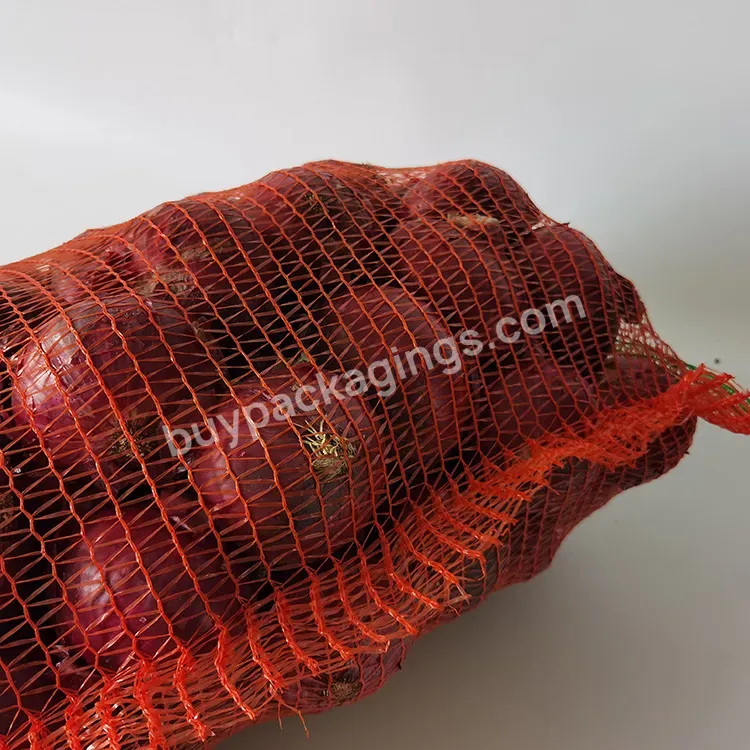 50*80cm 25kg 30kg Vegetables Net Sack Pe Raschel Mesh Bag For Potato Onion Packaging