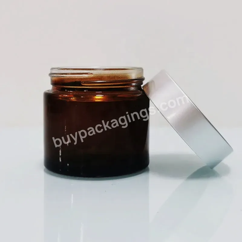 50g 100g 200g Black Cosmetic Jars Refillable Frosted Double Wall Glass Jar For Cream Lotion Cosmetic Packaging