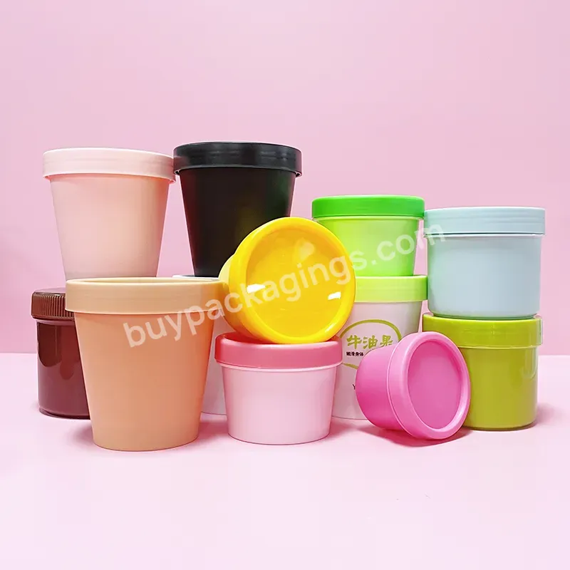 50g 100g 200g Empty Colorful Plastic Face Body Cream Hair Conditioner Jars Scrub Lip Plastic Container For Cosmetic Packaging