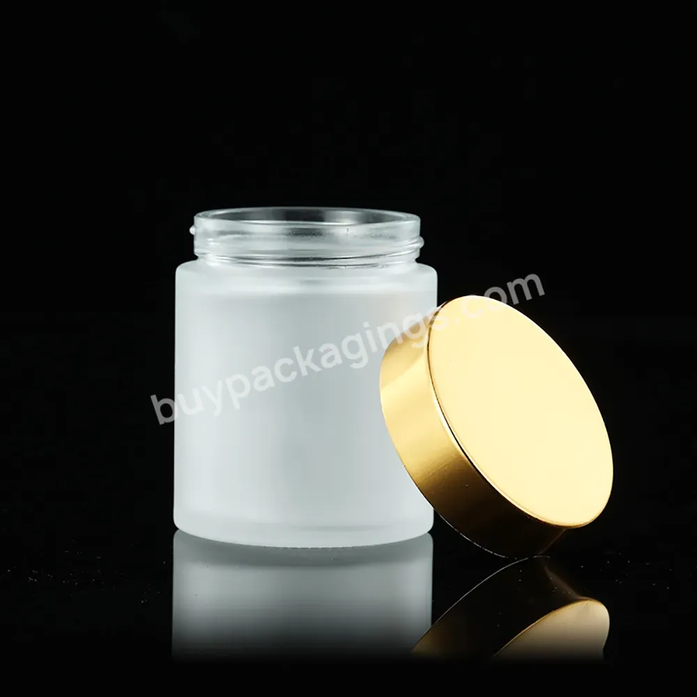 50g 100g Luxury Cosmetic Jar Glass 30ml 50ml 100ml Cosmetic Cream Jar Glass Jar Pot Empty For Lip Balm With Gold Metal Lid