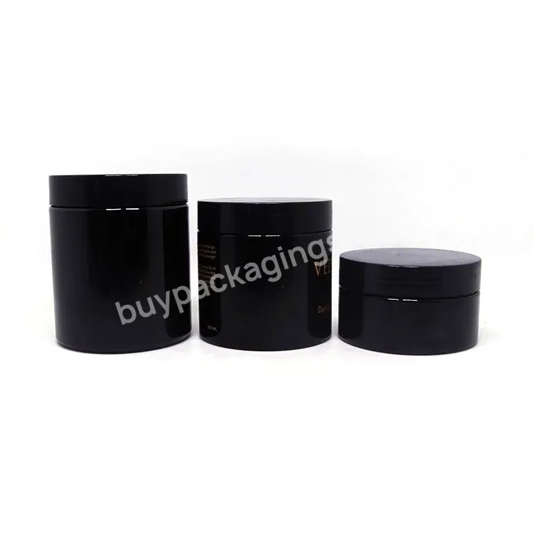 50g 80g 100g 120g 150g 250g 8 Oz 500ml Black Matte Round Large Beauty Hair Cream Pomade Containers Plastic Cream Jar Packaging