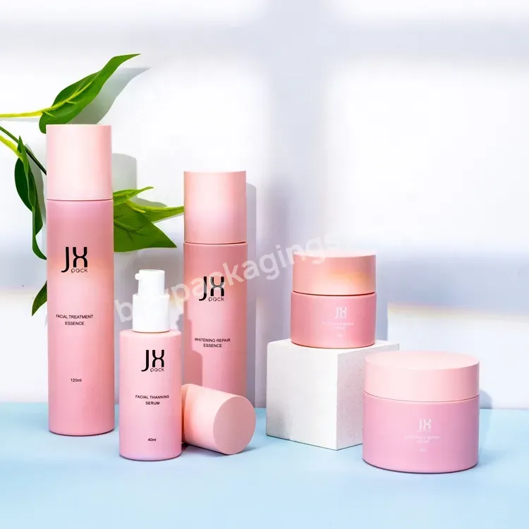 50g 80g 40ml 100ml 120ml Custom Pink Skincare Lotion Bottle Cosmetic Containers Glass Bottle Luxury Cosmetic Packaging Set