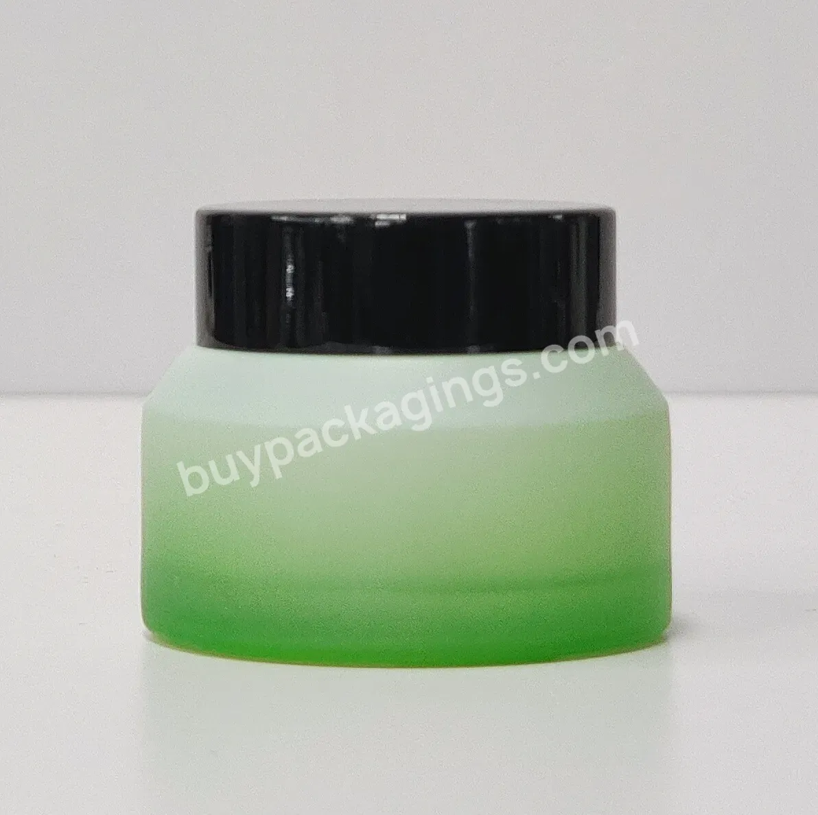 50g Cosmetic Jars Refillable Frosted Gradient Green Empty Cream Lotion Skincare Container Glass Jar