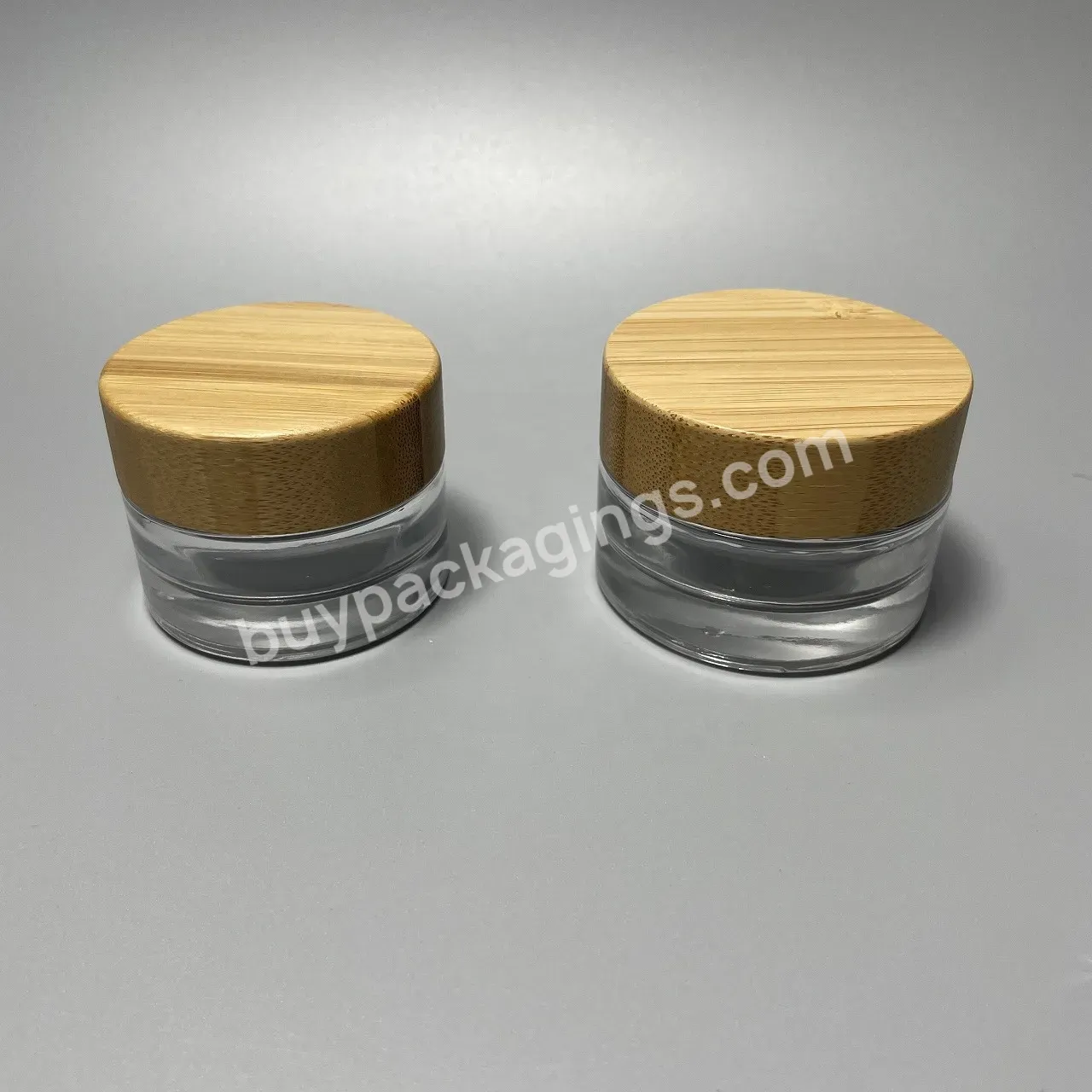 50g Frosted Green Amber Black Cosmetic Glass Jar With Bamboo Screw Lid