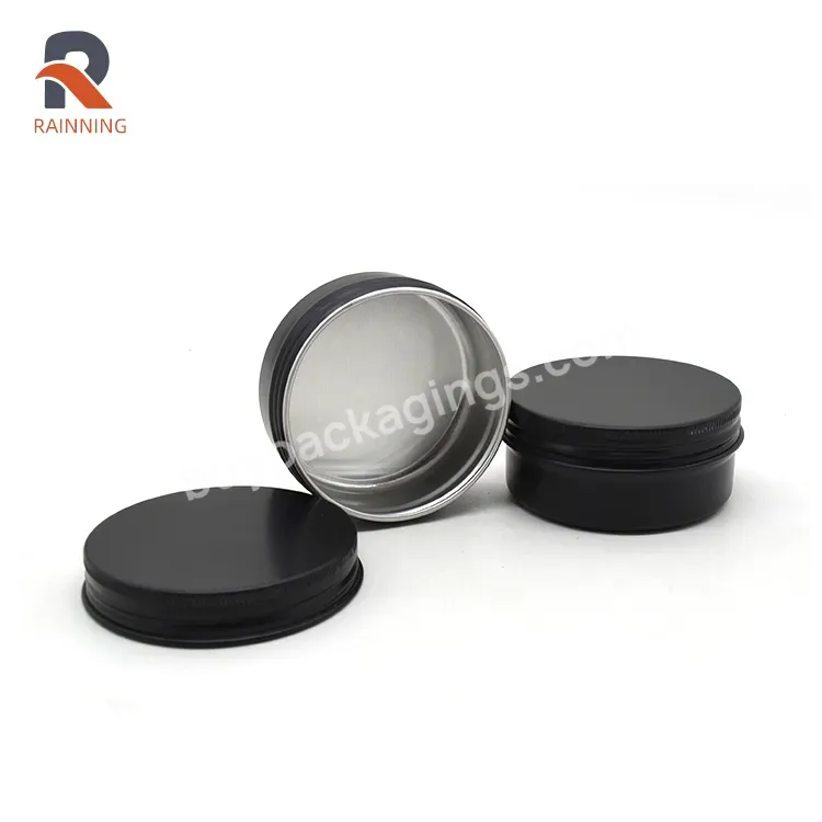 50g Screw Top Empty Metal Can With Lid Black Aluminum Tin Can With Aluminum Cover