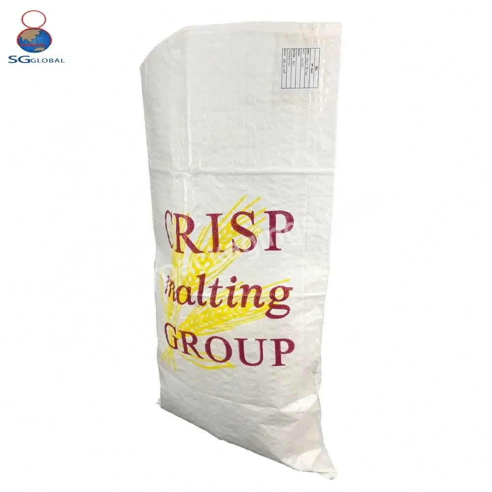 50kg White Pp Woven Polypropylene Rice Grain Packing Sacks Bags For Sale