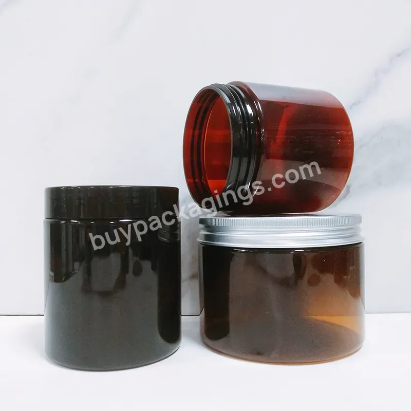 50ml 100ml 120ml 200ml 250ml 500ml Amber Clear Black Pet Plastic Can Containers Storage Jar With Transparent Lid